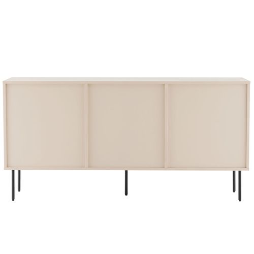 Buffet 2 Portes Et 3 Tiroirs Décor Mélaminé 150 Cm Beige