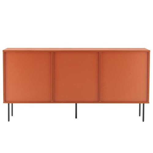 Buffet 2 Portes Et 3 Tiroirs Décor Mélaminé 150 Cm Orange