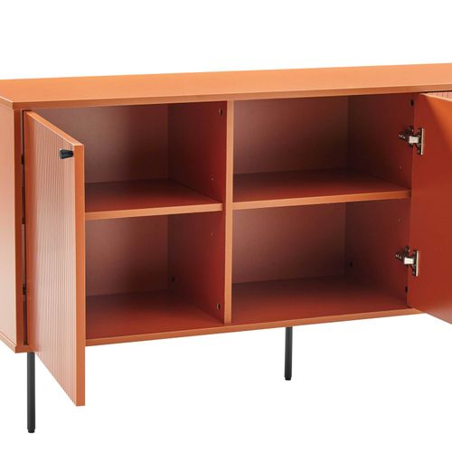 Buffet 2 Portes Et 3 Tiroirs Décor Mélaminé 150 Cm Orange