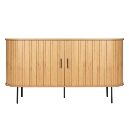 Buffet 2 Portes En Mélaminé Et Acier 140 Cm Beige