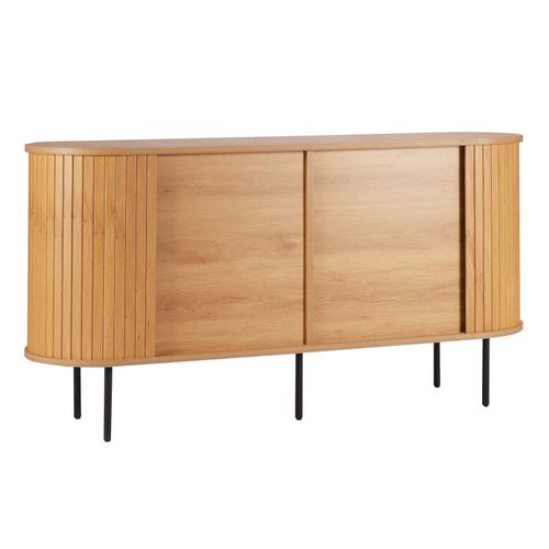Buffet 2 Portes En Mélaminé Et Acier 140 Cm Beige