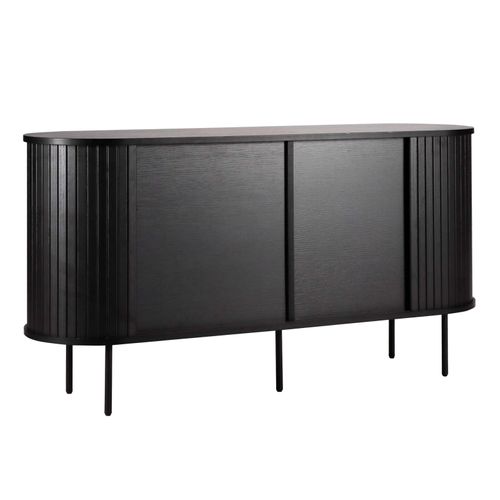 Buffet 2 Portes En Mélaminé Et Acier 140 Cm Noir