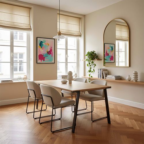 Table à Manger Rectangulaire En Mélaminé Et Acier 180 Cm