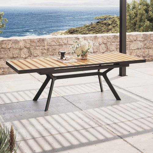 Table De Jardin Extensible 8 à 10 Places En Alu Et Effet Bois 250cm