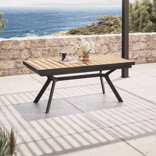 Table De Jardin Extensible 8 à 10 Places En Alu Et Effet Bois 250cm