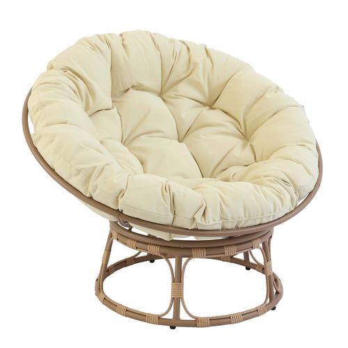 Fauteuil En Acier Et Rotin Synthétique Avec Coussin Blanc Papasan