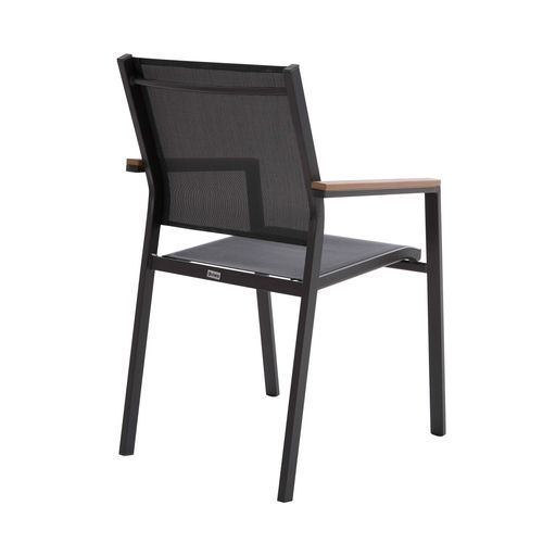 Chaise De Jardin En Aluminium Et Textilène Avec Accoudoirs Gris