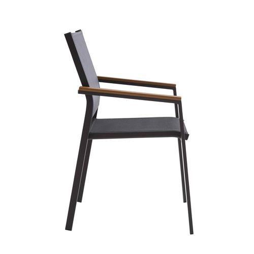 Chaise De Jardin En Aluminium Et Textilène Avec Accoudoirs Gris