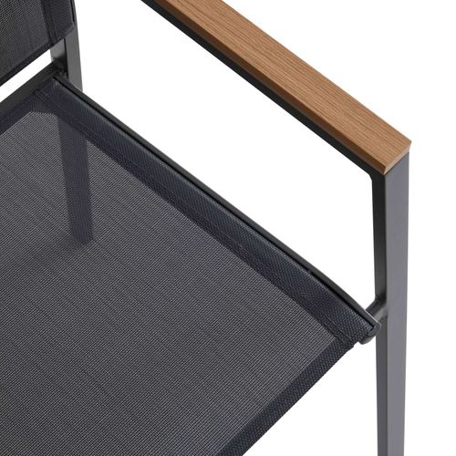 Chaise De Jardin En Aluminium Et Textilène Avec Accoudoirs Gris