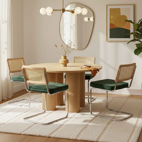 Lot De 2 Chaises En Acier Et Velours Vert Foncé