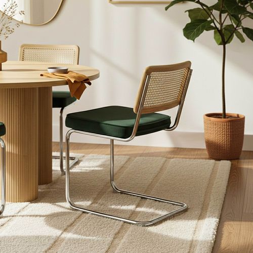 Lot De 2 Chaises En Acier Et Velours Vert Foncé