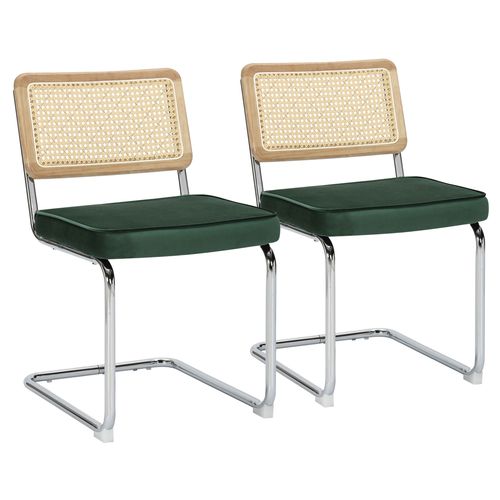 Lot De 2 Chaises En Acier Et Velours Vert Foncé