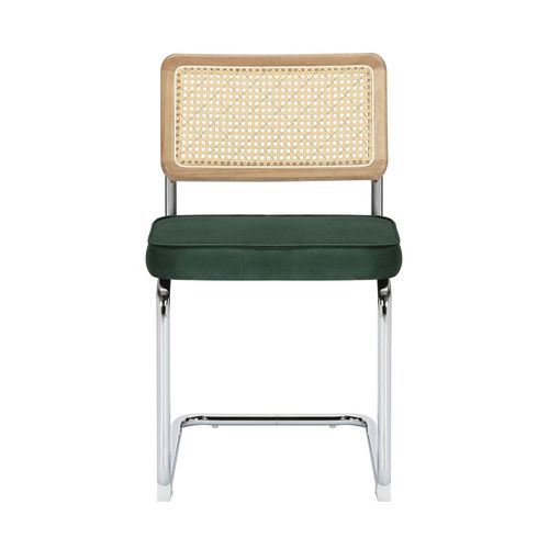 Lot De 2 Chaises En Acier Et Velours Vert Foncé