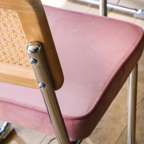 Lot De 2 Chaises En Acier Et Velours Rose