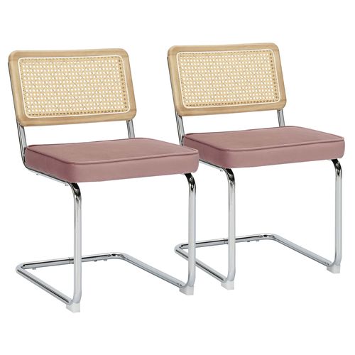 Lot De 2 Chaises En Acier Et Velours Rose