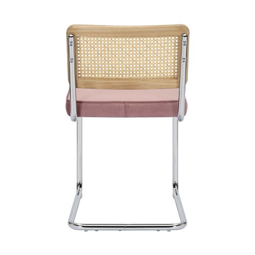 Lot De 2 Chaises En Acier Et Velours Rose
