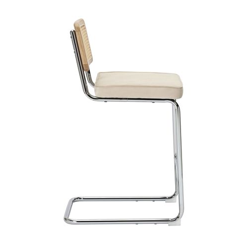 Lot De 2 Chaises Hautes En Acier Et Velours Beige