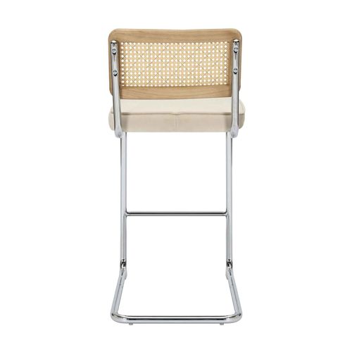 Lot De 2 Chaises Hautes En Acier Et Velours Beige