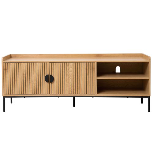Meuble TV En Acier Et Mdf Décor Mélaminé 150 Cm Beige