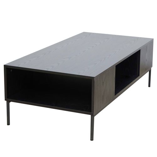 Table Basse En Acier Et Mdf Décor Mélaminé 120 Cm Noir