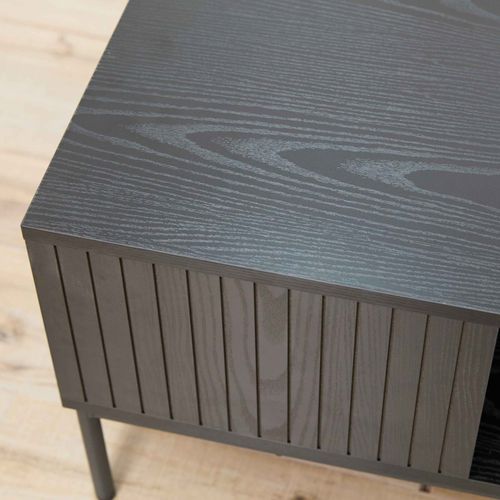 Table Basse En Acier Et Mdf Décor Mélaminé 120 Cm Noir