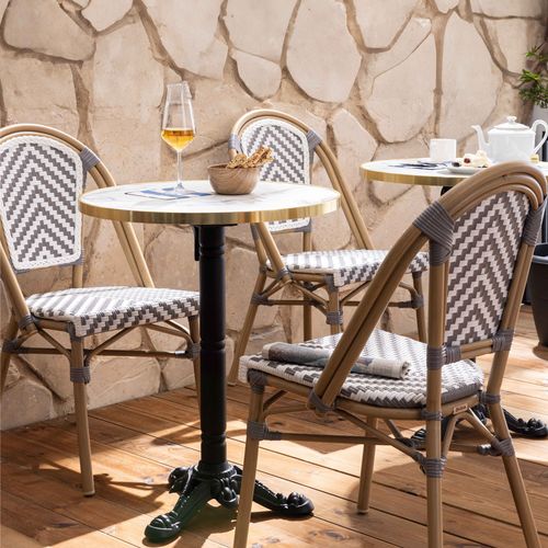 Ensemble Table De Terrasse Marbre Blanc Et 2 Chaises
