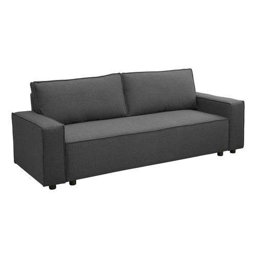 Canapé Convertible En Tissu 3 Places Gris L 220 Cm