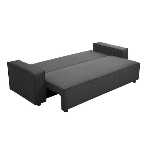 Canapé Convertible En Tissu 3 Places Gris L 220 Cm