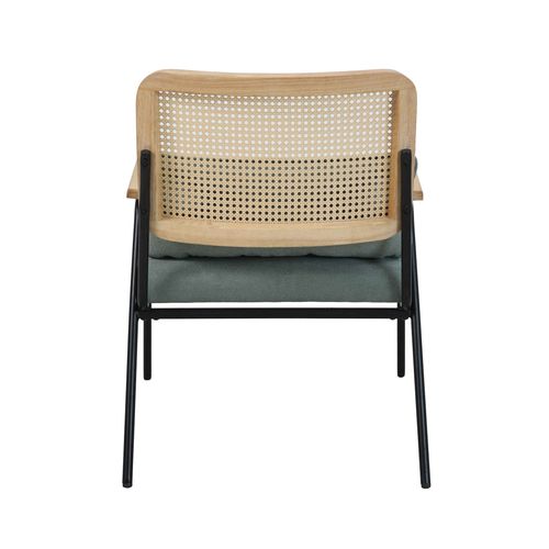 Fauteuil Relax En Acier, Rotin Synthétique Et Tissu Vert