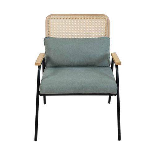 Fauteuil Relax En Acier, Rotin Synthétique Et Tissu Vert