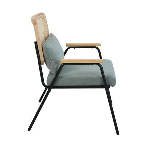 Fauteuil Relax En Acier, Rotin Synthétique Et Tissu Vert
