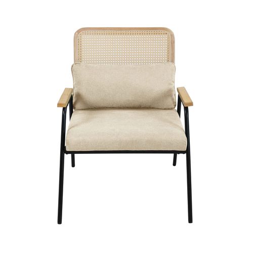 Fauteuil Relax En Acier, Rotin Synthétique Et Tissu Écru