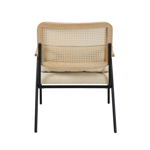 Fauteuil Relax En Acier, Rotin Synthétique Et Tissu Écru