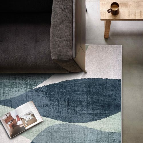 Tapis Chenille Rectangulaire En Polyester à Poils Courts Vert