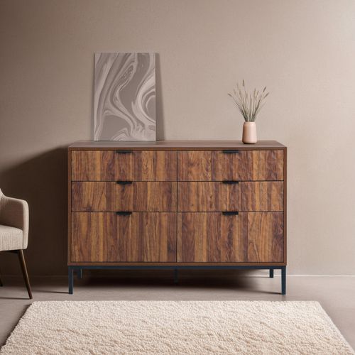 Commode à 6 Tiroirs En Mdf Décor Mélaminé Bois Foncé