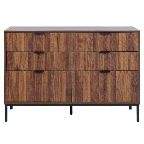 Commode à 6 Tiroirs En Mdf Décor Mélaminé Bois Foncé