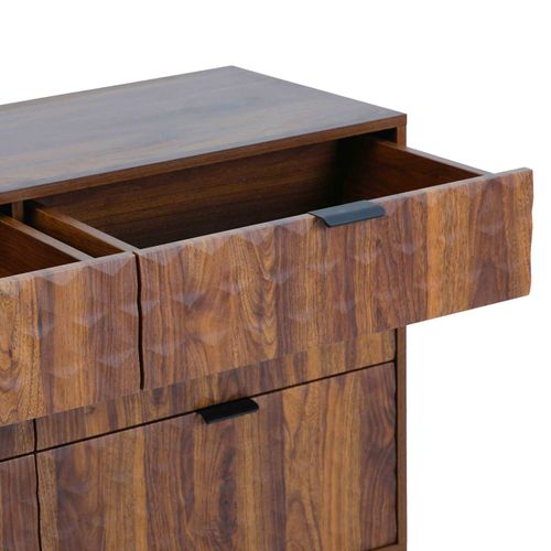 Commode à 6 Tiroirs En Mdf Décor Mélaminé Bois Foncé