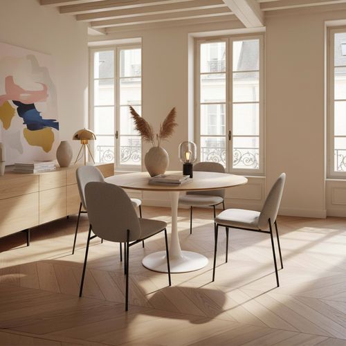 Table à Manger Ronde 4 Personnes D100 Cm Bois