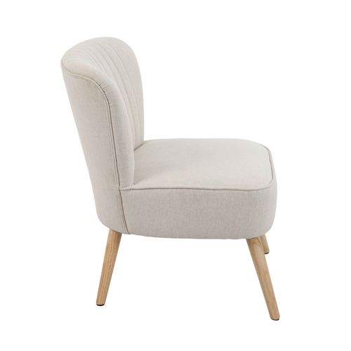Lot De 2 Fauteuils Style Crapaud En Tissu Beige