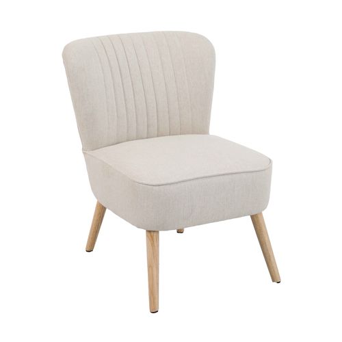 Lot De 2 Fauteuils Style Crapaud En Tissu Beige