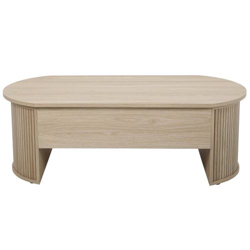 Table Basse Ovale Avec Plateau Relevable Effet Bois Clair