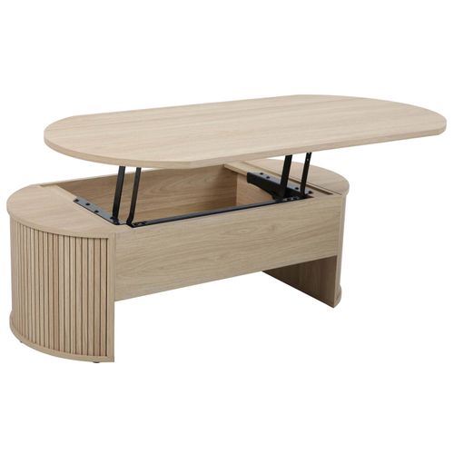 Table Basse Ovale Avec Plateau Relevable Effet Bois Clair