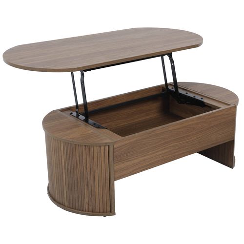 Table Basse Ovale Avec Plateau Relevable Effet Bois Foncé