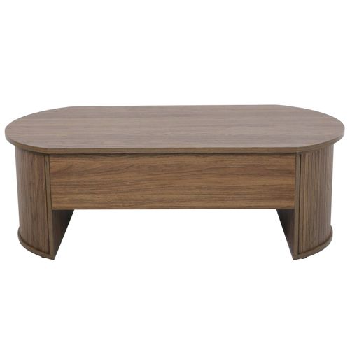 Table Basse Ovale Avec Plateau Relevable Effet Bois Foncé