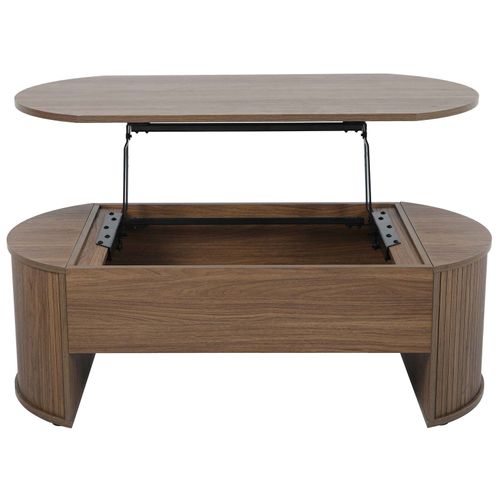 Table Basse Ovale Avec Plateau Relevable Effet Bois Foncé