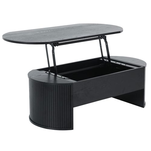 Table Basse Ovale Avec Plateau Relevable Effet Bois Noir