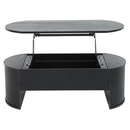 Table Basse Ovale Avec Plateau Relevable Effet Bois Noir