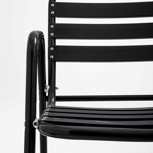 Lot De 4 Fauteuils De Jardin Aluminium Noir