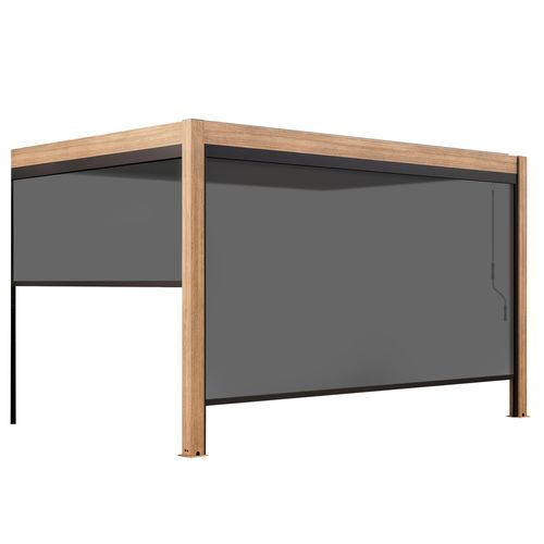 Pergola Bioclimatique Adossée 3x4m Et 2 Stores Bois Gris Oia