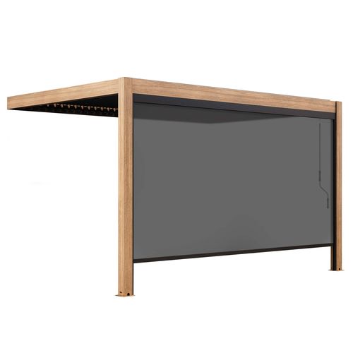 Pergola Bioclimatique Adossée 3x4m Et 1 Store Bois Gris Oia